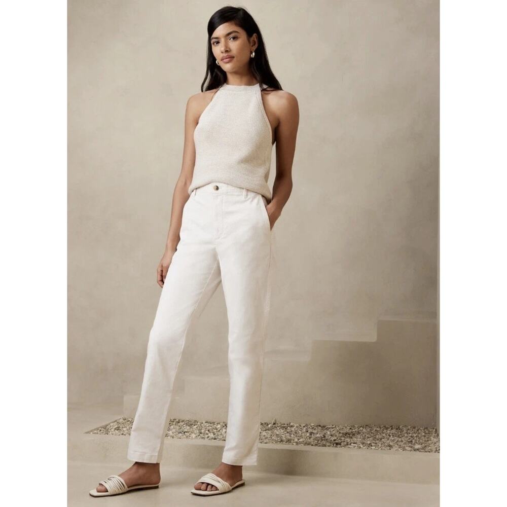 Banana Republic Flat Front High Rise Authentic Chino Pants Stone Washed Womens 6